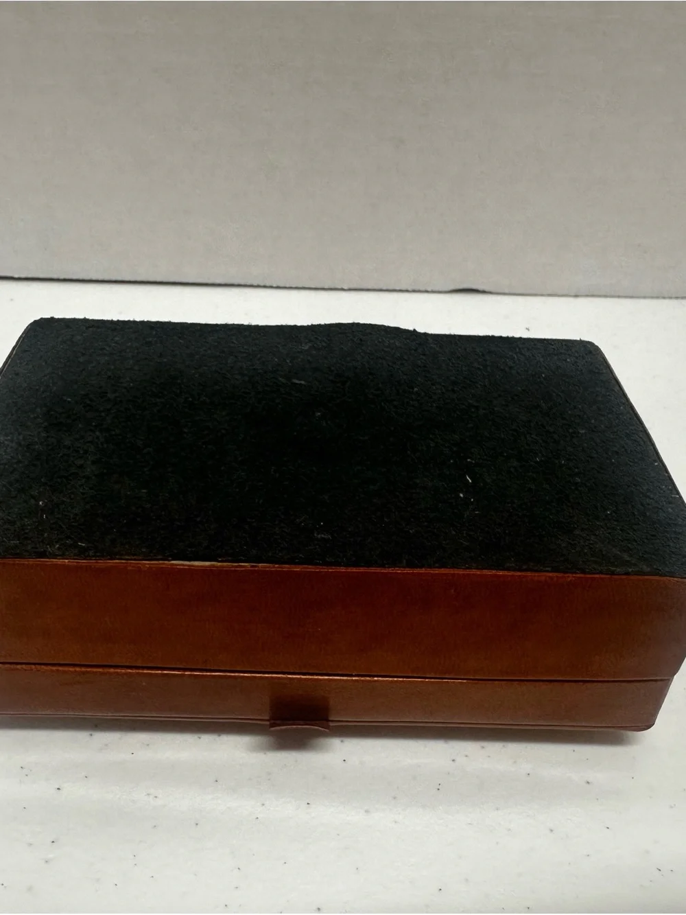 Aarong Bangladesh Embossed Faux Leather Jewelry Box Mirror Ring Holder Brown